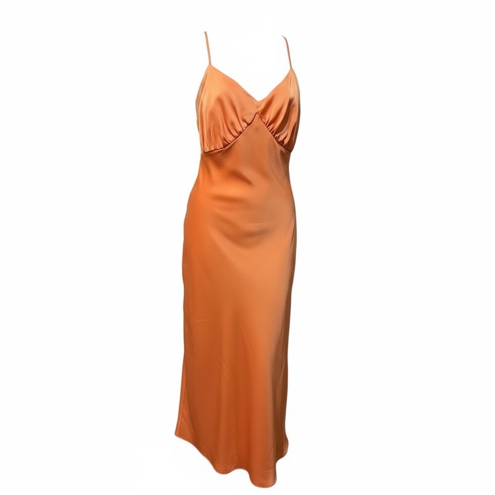 Eloquii Light Orange Tangerine V-Neck Y2K Babydoll Fairy Slip Dress sz14W NWT